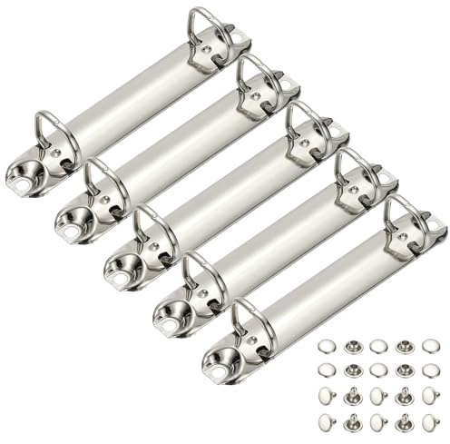 PATIKIL B7 2 hål ringpärmsmekanismer, 5 set 1,6 cm D-ring ersättningspärm planerare lösa bladbindande ryggar för arrangörer gör-det-själv fyllning papper förvaring mapp tillbehör, 20 mm silverton