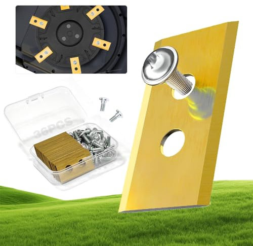 Lame tondeuse,36 Comprimés Tondeuse Robot Gazon,Lame Robot Tondeuse,Avec Vis Adaptées,Lames en Acier Inoxydable Plaqué Titane,Lame Rechange Tondeuse Robots universels de désherbage de grande marque