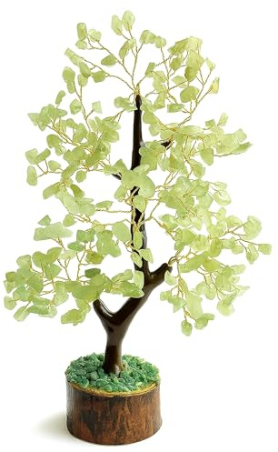 Zenith Gaia Edelsteinbaum - Kristallbaum Glücksbaum Golddraht Echte Steine - Grüner Aventurin Chakra Baum, Harmonischer Heilstein Baum, Deko Edelstein Baum gegen Stress - Steinbaum Kristalle Baum