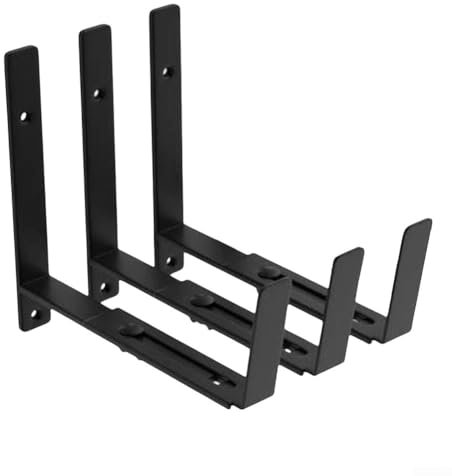 QOXEZY 3 Pack Adjustable Iron Wall Hooks for Flowerpots for Railing and Window Installations (Black)