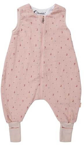 Sterntaler Schlafsack mit Beinen 80/86 Hase Hanni - Musselin, Feinfrottee-Futter - Beintulpen - Zwei-Wege-Reißverschluss für einfaches Wickeln - 1,00 TOG - Mädchen Baby Kleinkind, quarzrosa