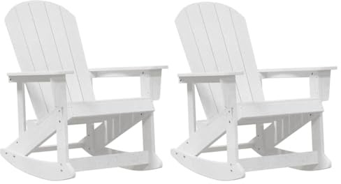 vidaXL Adirondack Schaukelstühle 2 pcs Weiß HDPE, Garten und Terrasse, traditionelles Lounge-Set, Bequeme Schaukelmöbel, stylische Sitzgelegenheiten