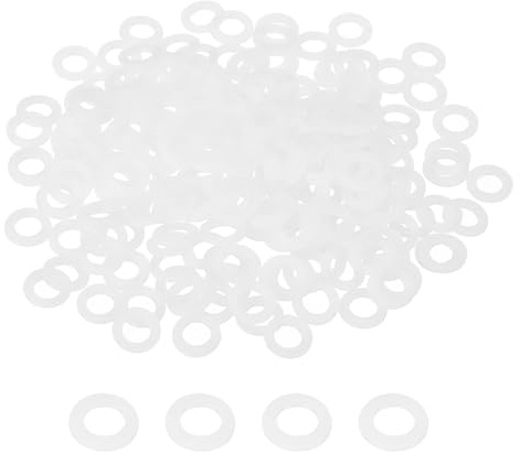 PATIKIL Rondelle piatte in nylon M5, 200 pezzi con diametro interno 5 mm, diametro esterno 9 mm, spessore 1 mm, guarnizione rotonda in plastica, distanziatori per bulloni, viti, tubi dell'acqua