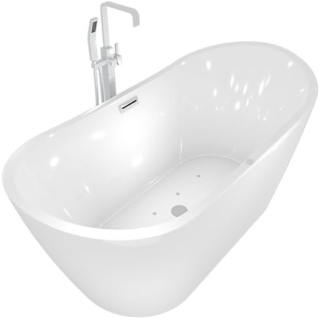 AcquaVapore freistehende Badewanne Wanne F13 180x92cm Whirlpool Luftmassage Armatur AF05