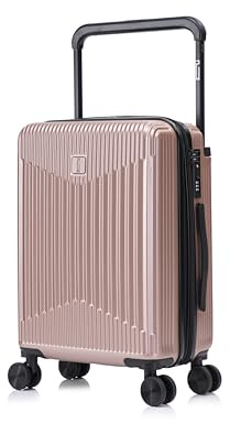 CELIMS - Valise Cabine 55x35x25 avec Wide Trolley | Bagages Cabine Avion Enfant et Adulte pour Week-End et Déplacements d’Affaires | Serrure TSA | Rose Gold
