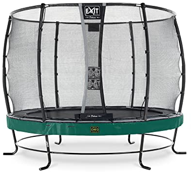 EXIT Toys Elegant Premium Rundes Trampolin - ø366cm - Mit Deluxe Sicherheitsnetz - Extra Starker und Stabiler Rahmen - Lange Federn - Rostfrei - Einfache Montage - Luxuriöse Ausführung - Grün