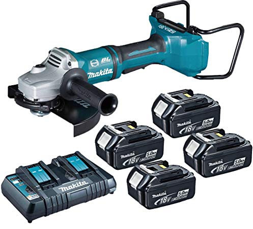 Makita DGA900PT4 18v / 36v Cordless Brushless 230mm 9 Angle Grinder - 4 X 5.0ah