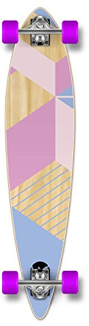 Yocaher Graphic Complete Pintail Skateboards Longboard w/Black Widow Premium 80A Grip Tape Aluminum Truck ABEC-9 Bearing 70mm Skateboard Wheels (Complete - Pintail - Geometric Purple)