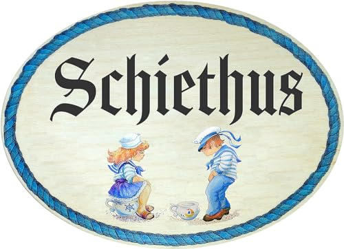 Kaltner Präsente Geschenkidee - Geschenkartikel Deko Türschild im Antik Design Dekoartikel Toilette WC Schiethus (18 x 13 cm)