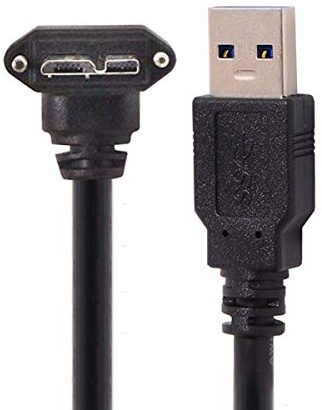 chenyang Cable de datos USB 3.0 a USB 3.0 Micro-B con montaje de tornillo para cámara industrial en ángulo de 90 grados hacia arriba 3.0M