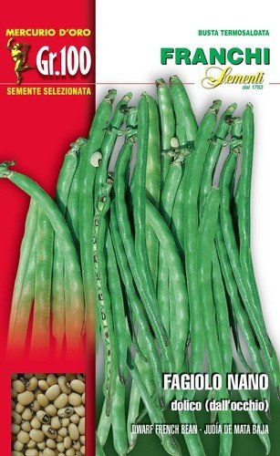 Franchi sementi semi di fagioli e fagiolini nani e rampicanti in confezioni varie (nano dolico dall'occhio, 100 grammi)
