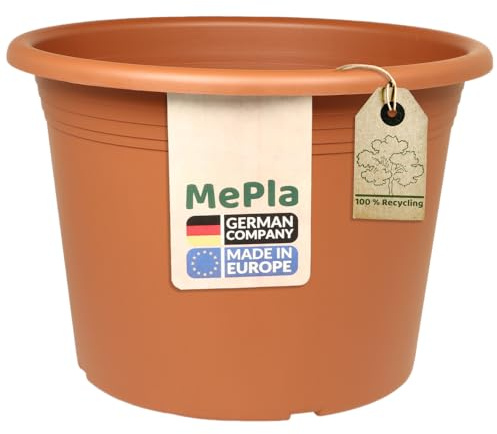 MePla Blumentopf Cilindro - runder Pflanzkübel - wetterfestes Pflanzgefäß - UV-beständiger Blumenkübel - Pflanzentopf - Kübel - Ø 40 - Terracotta
