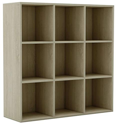 Tidyard Bücherregal TV-Schrank Standregal Medienregal CD DVD Ablage Aufbewahrung Raumteiler Wandregal Aktenregal Schrank Ordnerregal Büro Sonoma-Eiche 98 x 30 x 98 cm Spanplatte
