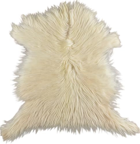 generisch ZIEGENFELL Creme Weiss Champagner LANGHAAR CA. 80 x 60 cm DEKO Fell VON KUHFELLE ONLINE