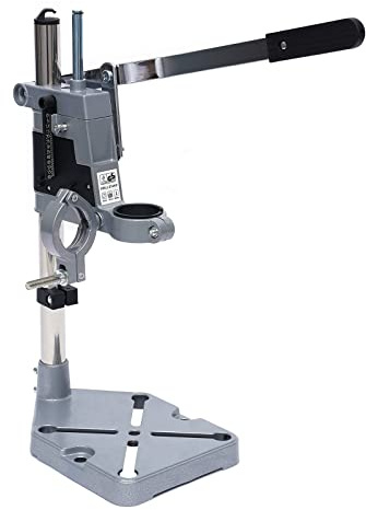 Drill Press Rotary Tool Workstation Stand, Adjustable Drill Press Stand for Drill Workbench Repair Tool Clamp, Universal Bench Clamp Support Tool, Double Hole + Adjustable Bench + Aluminum Base