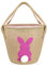 Leesgel Panier de Pâques pour Enfants Jeux de Chasse aux Oeufs de Pâques, paniers de Pâques en Jute, Sac de décoration Vide pour, Seau pour Enfants, garçons, Filles, Jeux de Pâques - Rose