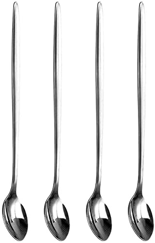 RYSON Pack of 4 Latte Spoons - Long Handle Stainless Steel Spoon - Ideal for Coffee Cafe Latte, Espresso, Hot Chocolate,Hot Drinks, Dessert