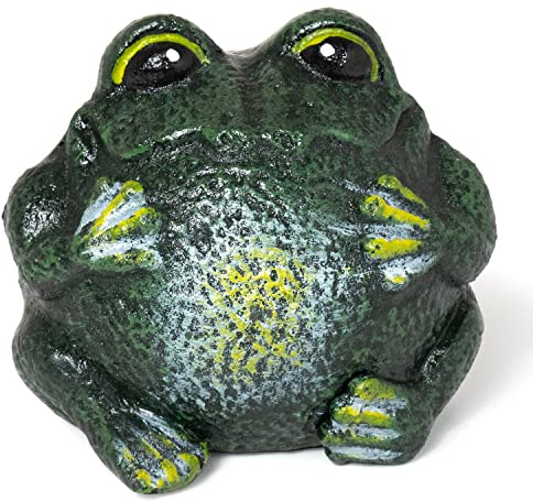 Moritz Frosch Deko 10 x 9 x 8 cm Dicke Kröte Gartenfigur Froschdeko Garten Haus Terasse Gartendeko Tierfigur Gußeisen Skulptur Deko grün