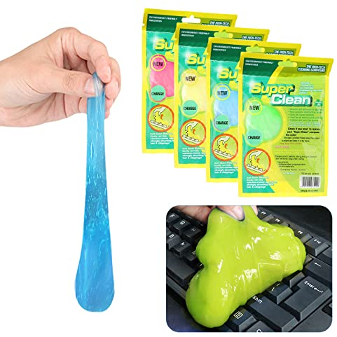 Lot de 4 Nettoyeurs de Clavier Gel de Nettoyage de Voiture Utilisé pour le Nettoyage du Clavier le Nettoyage des Produits électroniques le Nettoyage des Crevasses de Voiture Sans Odeur Particulière