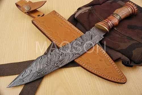 Damast BMesser Damaszener Stahl Jagd Jagdmesser Knife Damascus Hunting MAQ1777