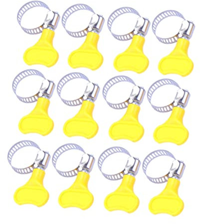 VILLFUL 100 Colliers de Serrage en Acier Inoxydable avec Poignée Jaune, Diamètre 16-25mm, Design Bande Arrondie, Protection du Tuyau, Usage Intérieur et Extérieur