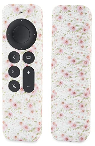 LEFXMOPHY Case for Apple TV Cover Siri Remote 2023 2021 2022 2024, 4K HD Controller 2nd 3rd Gen, Flower Silicone Sleeve with Lanyard