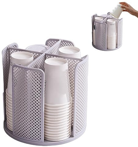 4 in 1 Porta Bicchieri Di Plastica, Rotazione Di 360°, 23.5 X 23.5 X 22cm, Plastica Traspirante E Impermeabile, Dispenser per Bagno, Cucina, Ufficio, Soggiorno