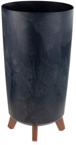 Martom HOHER BLUMENTOPF BLUMENTOPF SCHLANK Beton-Effekt + Beine Blumentopf mit Ständer, modern, Blumentopf auf Wasser mit Beinen, Drainage, hohe Töpfe, hochwertiger Kunststoff