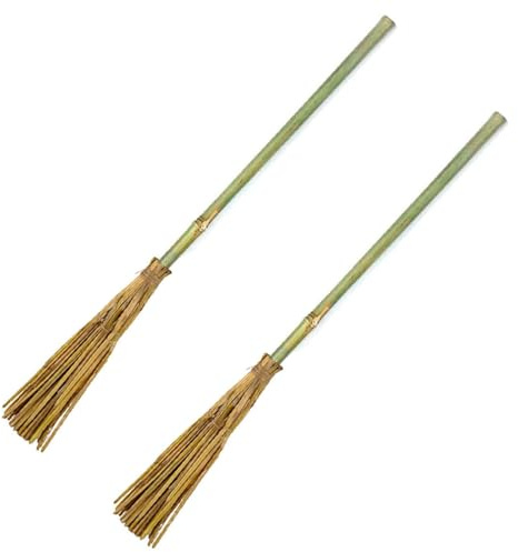 Acan Pack de 2 escobas de Bruja de 1M - para jóvenes y Adulto - complementos para Carnaval, Halloween y Celebraciones - 91 cm