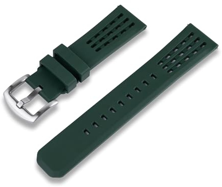 Crafter Blue UX09 20MM Straight End Watch Band Diver FKM Rubber Watch Strap Replacement for All 20mm Width Lug Watches, Green