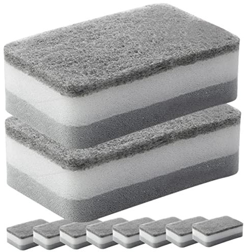 Anneome Esponjas De Cocina para Platos 10 Unidades, Esponja para Limpieza Multicapa Gris, Absorbente y Durable, Adecuado para Cocina, Fregar Ollas y Utensilios, Uso Doméstico y Profesional