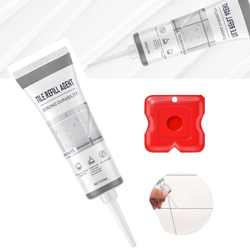 Juego de reparación de lechada de color blanco, para azulejos, lechada, lechada, reparación, mortero con espátula, resistente al agua, juego de reparación para azulejos (blanco)