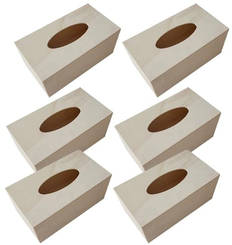 Zerodeko 6Er Set Holz Taschentuchbox Zum Basteln Leere Gewebebox Organizer FüR Zuhause Und BüRo Kompakte Tissue Box 19x10.5x9cm