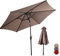 KOMFOTTEU Parasol de Jardin Ø270cm, Parasol Inclinable avec Protection UV, Parasol d'Extérieur avec avec 6 Baleines et Manivelle, Parasol de Terrasse & Balcon pour Café, Marché, Plage (Marron)