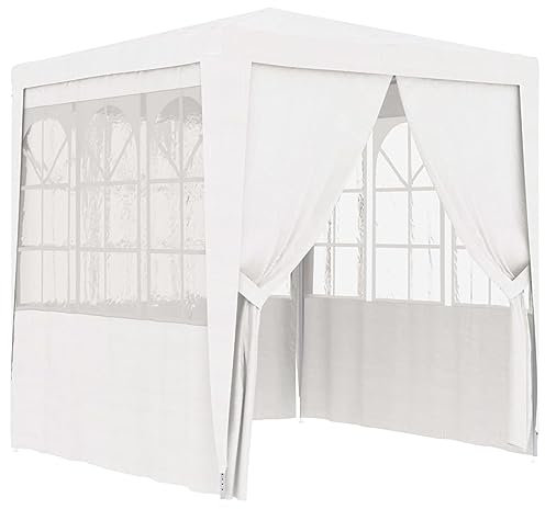 Vopese Carpa Profesional Fiestas con Paredes Blanco 90 g/m² 2,5x2,5 m Anti-UV e Impermeable Cenador Pabellón de Jardín para Camping, Fiestas, Exterior
