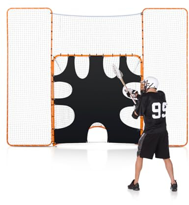 VEVOR But de Crosse 3-en-1 avec Filet Pare-Ballons et Rebondisseur Cage de Lacrosse 3,6x2,8 m Configuration Facile Équipements d’Entraînement dans l’Arrière-Cour Jardin Parc Extérieur pour Jeunes