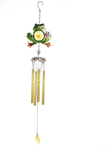 Carillon éolien en métal grenouille avec pendentif peint en verre, décoration esthétique et relaxante