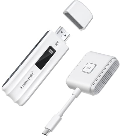 Lemorele Wireless USB-C Transmitter and HDMI Receiver Kit, Plug&Play USB-C to HDMI Wireless Extender, 2.4/5G 164ft Range 1080P Full HD, for Streaming Video&Audio to HD TV/Monitor from Phone/Laptop