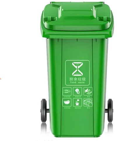 Bote De Basura con Ruedas, Contenedor De Basura Industrial Móvil Resistente con Tapa, Contenedor De Basura De Plástico Resistente a La Intemperie para Patio (Green 80L)