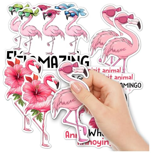Pack 9 Pcs Flamingo Sticker for Cars Vehicles Trucks Laptops Window Helmets Funny Sayings Bumper Stickers Waterproof Removable Vinyl Wall Decals Car Exterior Laptop Accessories