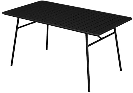 Vente-unique - Table de Jardin L.160 cm en métal - Noir - MIRMANDE de MYLIA