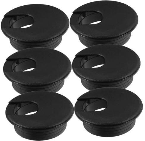 Homoyoyo Tapa de Orificio para Cable Redonda Negra de Abs, 20 Piezas, Organización de Cables para Escritorio y Muebles, Instalación Fácil