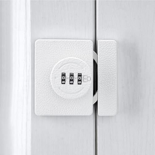 INIRET Serratura bianca per armadietto, con password a 3 cifre, senza chiave, anti leva, protegge la privacy, per cassetti, armadi, armadi, finestre, porte scorrevoli, bagno e giardino