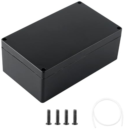 Black Plastic Power Supply Waterproof Box, Indoor And Outdoor Security Monitoring Electronic Connection Box, Switch Button Box, Wiring Distribution Box(200x120x75mm)