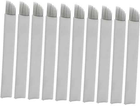 Cuchillas para Microblading 9 Blanco Acero Inoxidable 50 Piezas | Juego para Cejas, Elasticidad para Maquillaje de Cejas, Recambio Profesional Femenino
