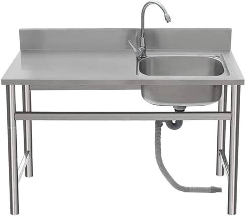 JIESOO Kommerzielle bewegliche Outdoor-Spüle, Küchenspüle, Catering-Tisch mit Werkbank, gebrauchte Bars, Restaurants, Kantinen (80 x 80 x 50 cm (31,4 cm, B)