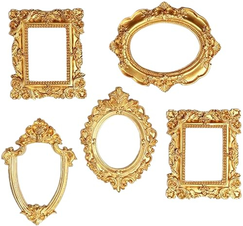 5 PCS Antique Picture Frames Baroque Retro Resin Vintage Picture Frames Oval Rectangular Shield Vintage for Home Decor Photography