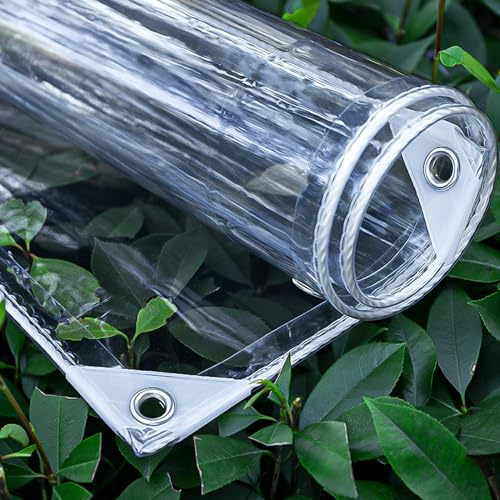 650g/㎡ Telone Trasparente Antivento Pieghevoli Resistente Alle per Esterno | 0.55mm Spessore 2.5x4m Telo di Protezione Resistente UV Antistrappo Antipolvere in PVC Spaziatura dei Fori 30cm
