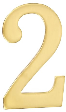 sourcing map House Numbers for Outside, 2.76 Inch Self Adhesive Brass Mailbox Decor Number Stickers for Apartment Office Hotel Room Door Signs(Number 2)