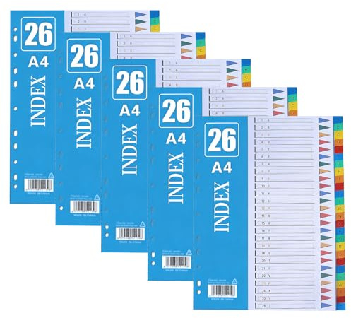 Gkhlg 5 Stück A4 Ordner Trennblätter mit A-Z Register Register A4 robustem Kunststoff Trennstreifen für Schule Büro vielseitig einsetzbar